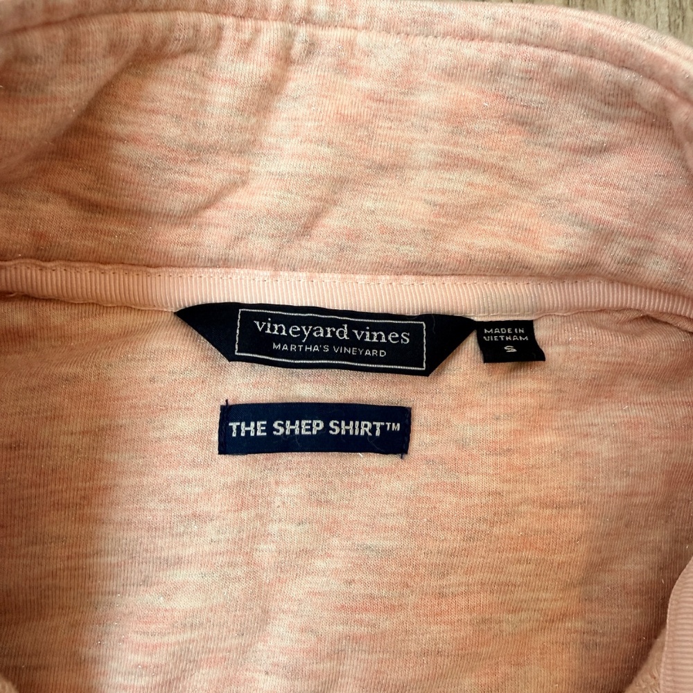 Vineyard Vines Dreamcloth Half Zip Pink Heather Shep Shirt with sparkle size S - Picture 5 of 10